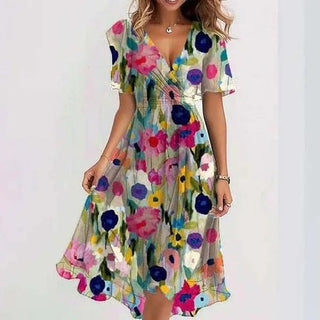Damen-Sommerkleid mit Blumenmuster | Midi