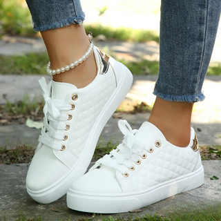 Damskie Ortopedyczne Pikowane Sneakersy | Sznurowane