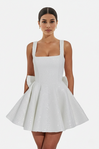 Damen Cocktailkleid mit quadratischem Ausschnitt | Mini
