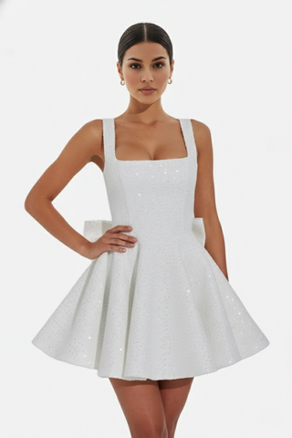 Damen Cocktailkleid mit quadratischem Ausschnitt | Mini
