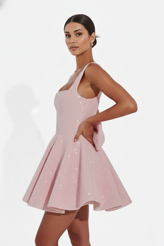 Damen Cocktailkleid mit quadratischem Ausschnitt | Mini