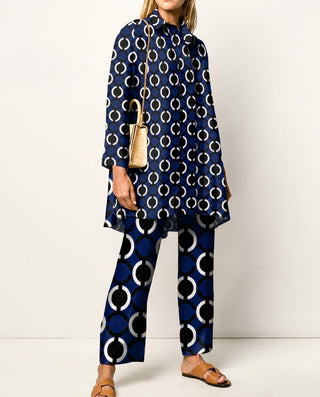 Damski Elegancki Komplet Dwuczęściowy | Wzorzysty