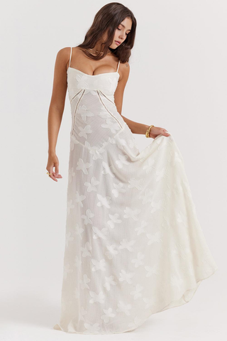 Women's Elegant Long Evening Dress Maxi – Detail View