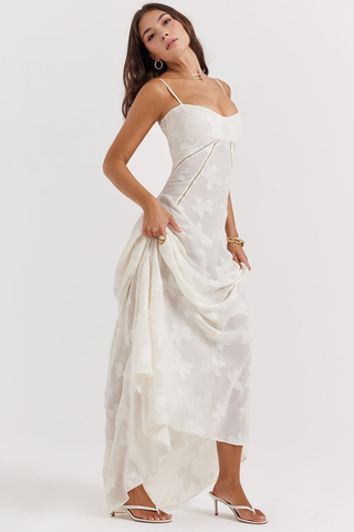 Women's Elegant Long Evening Dress Maxi – Detail View