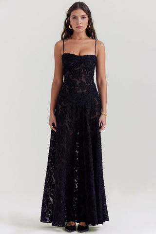 Women's Elegant Long Evening Dress Maxi – Black