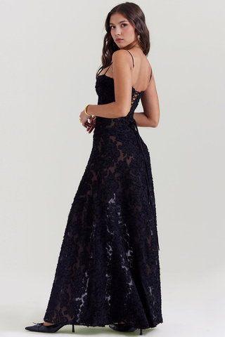 Women's Elegant Long Evening Dress Maxi – Detail View