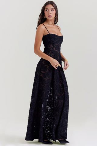 Women's Elegant Long Evening Dress Maxi – Detail View