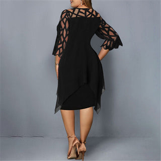 Women's Elegant Plus Size Evening Dress Midi – Detail View