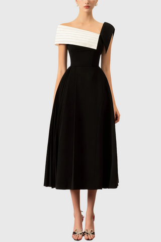 Women's Elegant Collared Evening Dress Midi