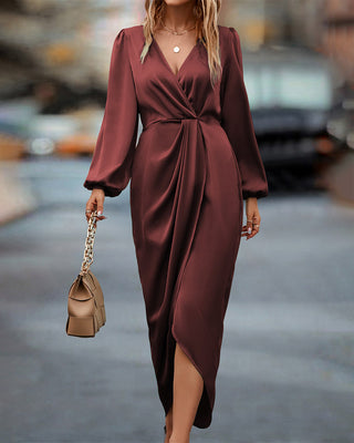 Women's Elegant Wrap Evening Dress Midi