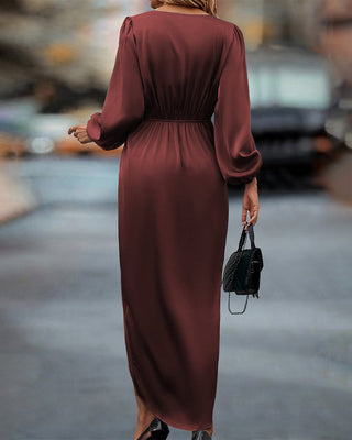 Women's Elegant Wrap Evening Dress Midi – Detail View