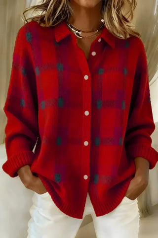 Women's Check Shirt Long Sleeve – Red