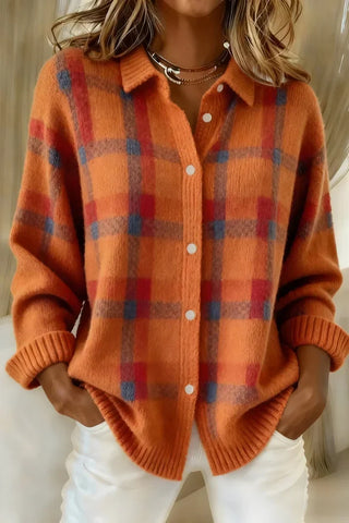 Women's Check Shirt Long Sleeve – Orange