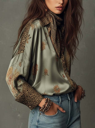 Women's Floral Shirt with Long Sleeves – Detail View