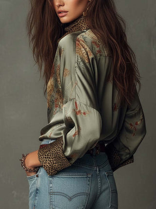 Women's Floral Shirt with Long Sleeves – Detail View