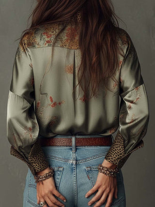 Women's Floral Shirt with Long Sleeves – Detail View