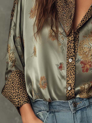 Women's Floral Shirt with Long Sleeves – Detail View
