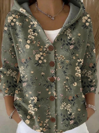 Women's Button-Up Blouse V-Neck – Dark Green