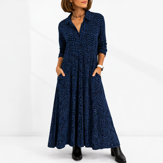 Women's Button-Front Shirt Dress Maxi – Blue