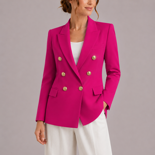 Women's Fitted Double-Breasted Blazer – Pink