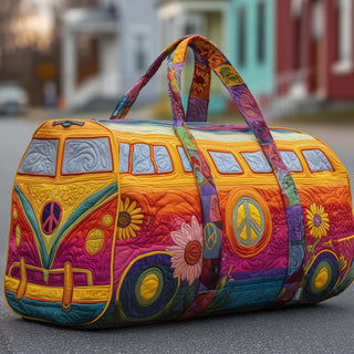 Damska torba podróżna pikowana, haftowana – kolor pomarańczowy