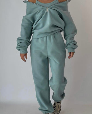 Damen Jogginganzug-Set mit Reißverschluss | Oversize