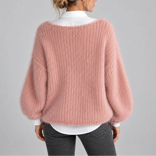 Women's Oversized Jumper with Puff Sleeves – Detail View