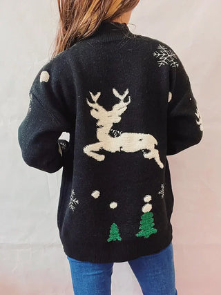 Women's Christmas Jumper with Reindeer – Detail View
