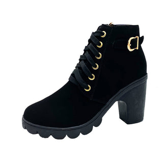 Women's Winter Chunky Lace-Up Ankle Boots Block Heel – Detail View