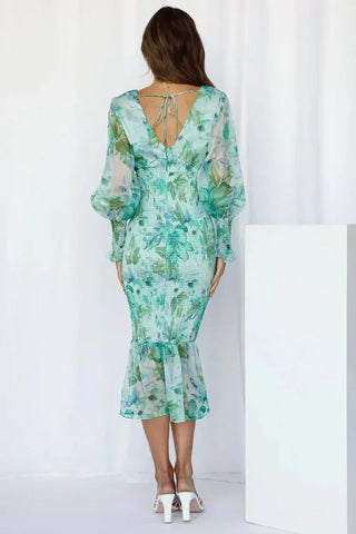 Damen Cocktailkleid mit Blumenmuster | Midi