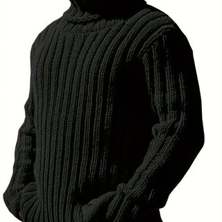 Men's Ribbed Roll Neck Jumper – Black