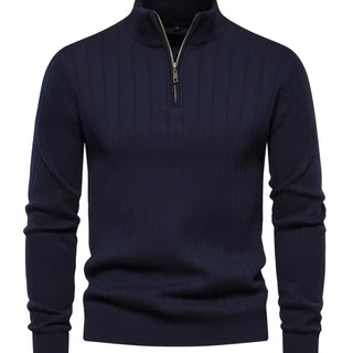 Men's Winter Mock Neck Jumper Ribbed – Navy
