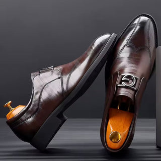 Men's Elegant Monk Strap Shoes with Buckle – Detail View