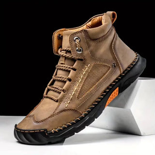 Męskie eleganckie buty ortopedyczne sznurowane – kolor beżowy