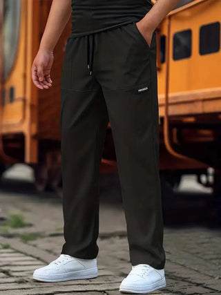 Męskie spodnie dresowe joggery ze ściągaczami – kolor czarny