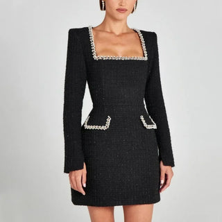Damska Elegancka Sukienka Kwadratowy Dekolt | Mini